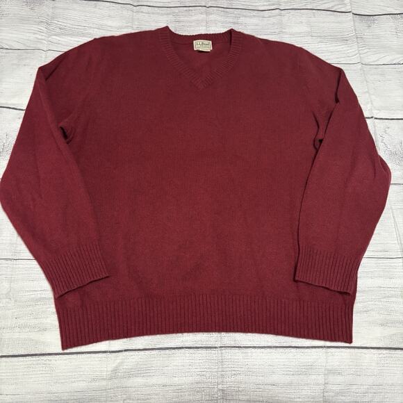 L.L. Bean Mens Size XL Cashmere Sweater Maroon Pullover - Picture 1 of 6